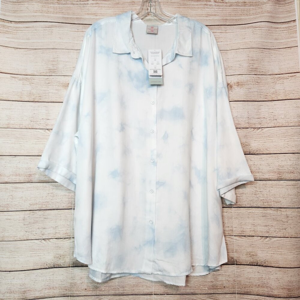 New With Tags Laurie Felt TENCEL Button-Front Shirt Tie Dyed Plus Size 3X